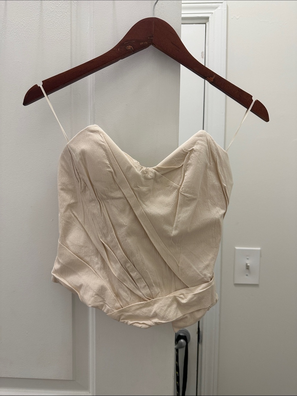Zara Cream Draped strapless top